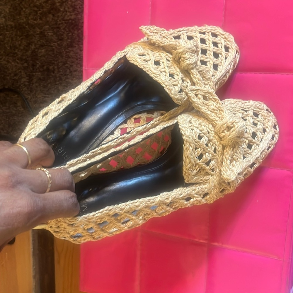 Alexandre Birman Clarita Raffia Knot Loafers in Beige